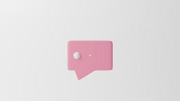 3d minimale rosa Sprechblasen auf weißem Hintergrund. Konzept von Social-Media-Nachrichten. 3D-Rendering-Illustration Minimales Zeichen für leere Chatboxen. Chat für Textblasensymbol auf Pastell. Kommentarzeichen video