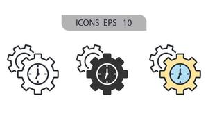 los iconos de gestión del tiempo simbolizan los elementos vectoriales para la web infográfica vector