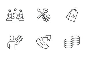 Customer relationship management icons set . Customer relationship management pack symbol vector elements for infographic web