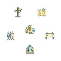 conjunto de iconos de parque de la ciudad. elementos de vector de símbolo de paquete de parque de la ciudad para web de infografía
