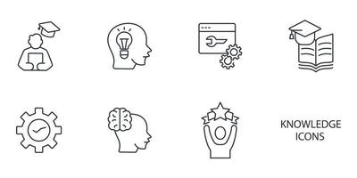 conjunto de iconos de conocimiento y educación. elementos de vector de símbolo de paquete de conocimiento y educación para web de infografía