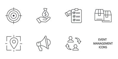 event management icons set . event management pack symbol vector elements for infographic web