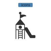 Los iconos del patio de recreo simbolizan los elementos vectoriales para la web infográfica. vector