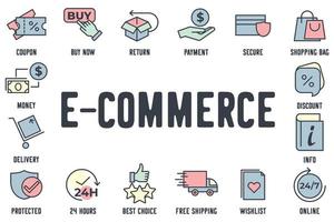 E-commerce set icon symbol template for graphic and web design collection logo vector illustration