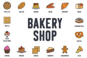 Bakery shop set icon symbol template for graphic and web design collection logo vector illustration