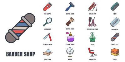 Barber shop set icon symbol template for graphic and web design collection logo vector illustration