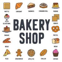 Bakery shop set icon symbol template for graphic and web design collection logo vector illustration