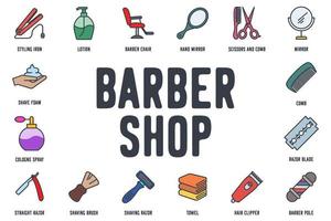 Barber shop set icon symbol template for graphic and web design collection logo vector illustration