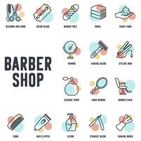 Barber shop set icon symbol template for graphic and web design collection logo vector illustration