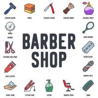 Barber shop set icon symbol template for graphic and web design collection logo vector illustration