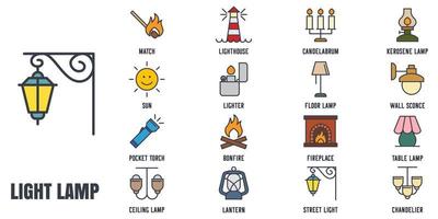 Lights, bulb, lamp set icon symbol template for graphic and web design collection logo vector illustration