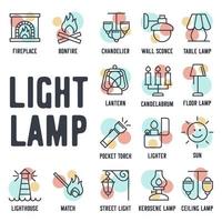 Lights, bulb, lamp set icon symbol template for graphic and web design collection logo vector illustration