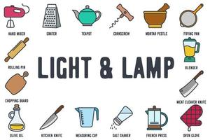 Lights, bulb, lamp set icon symbol template for graphic and web design collection logo vector illustration