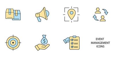 event management icons set . event management pack symbol vector elements for infographic web