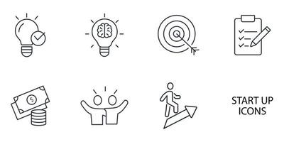 Start up icons set . Start up pack symbol vector elements for infographic web