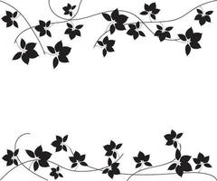 marco blanco y negro, postal, fondo en forma de enredaderas y hojas trepadoras vector