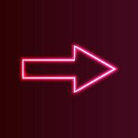 Realistic gradient neon arrow on pink and red background. Geometric glow outline shape or laser glowing lines. Vector shining object.