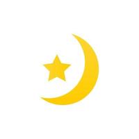 Moon and star on white background. Vector illustration.