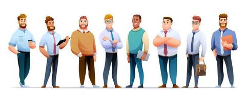 Set of businessmen team cartoon character vector