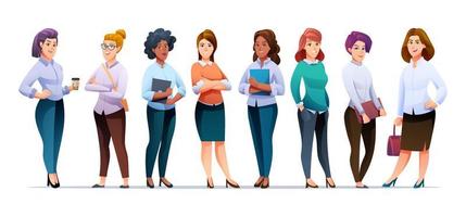 conjunto de personajes de dibujos animados del equipo de mujeres de negocios vector