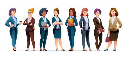 Group of business women characters design vector