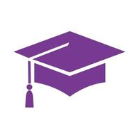 silueta de un gorro de graduación morado. diseño de iconos planos editables en formato eps10. simple, único, elegante y lindo. base de símbolos vectoriales de elementos de diseño vector