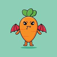 Cute mascot cartoon Carrot as dracula with wings vector