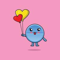 cartoon pill medicine floating with love balloon vector