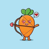 caricatura mascota personaje romántico cupido zanahoria vector