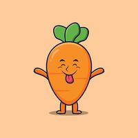 Cute cartoon carrot with flashy expression vector