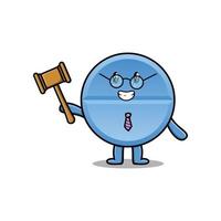 cartoon wise judge pill medicine holding a hammer vector