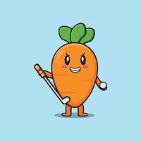 Cute cartoon carrot playing golf vector