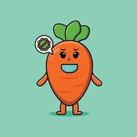 Cute cartoon carrot using mask to prevent virus vector
