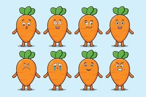 Set kawaii carrot cartoon with expressions vector