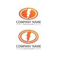 the power vector, flash ogo and thunderbolt and icon electricity illustration template design vector