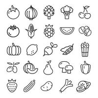 los iconos de frutas y verduras vector