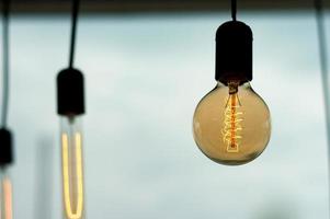 Close up image of a retro style light bulb. photo