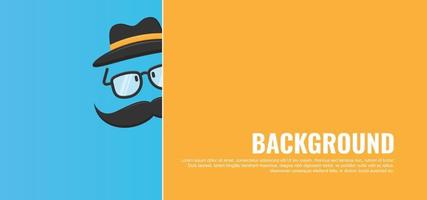 Father is day background with hat, glasses, moustache elements like face on a light blue and orange background. Background with free space for text vector
