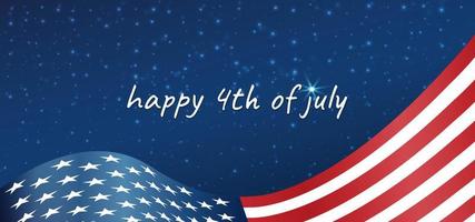 4th of July background. Vector background with fireworks and blue background. Vector Banner Template for USA Independence day