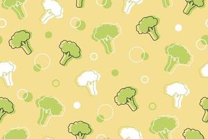 Broccoli Seamless Pattern. Organic Healthy Food background. Vector illustration in a linear simple style.