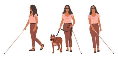 Young Woman With Permanent And Temporary Disabilities Overcoming The Injury. Collection Of Vector Illustrations.