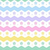 Rainbow Pastel Flower Horizontal Zig Zag Line Stripe Dot Dash Line Circle Seamless Pattern Vector Illustration Tablecloth, Picnic mat wrap paper, Mat, Fabric, Textile, Scarf