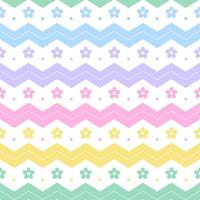 Rainbow Pastel Flower Horizontal Zig Zag Line Stripe Dot Dash Line Circle Seamless Pattern Vector Illustration Tablecloth, Picnic mat wrap paper, Mat, Fabric, Textile, Scarf