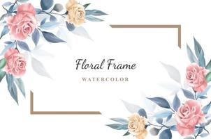 Watercolor Floral Frame for invitation template vector
