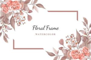 Watercolor Floral Frame for invitation template vector