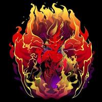 demon girl in flames vector illustration