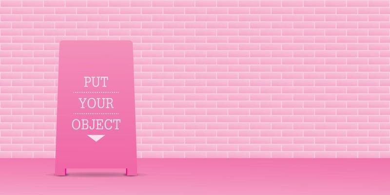 pastel pink brick wall with pink floor background for putting your object