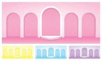 sweet pastel arch wall with semicircle display step 3d illustration vector background collection for putting your object