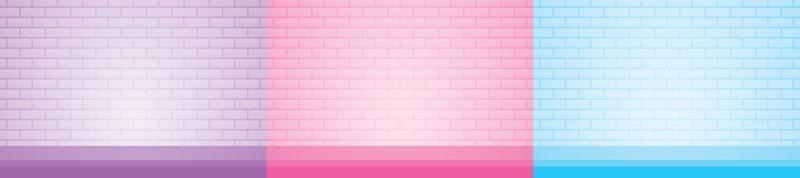 cute sweet pastel brick wall with tabletop background set for putting your object vector