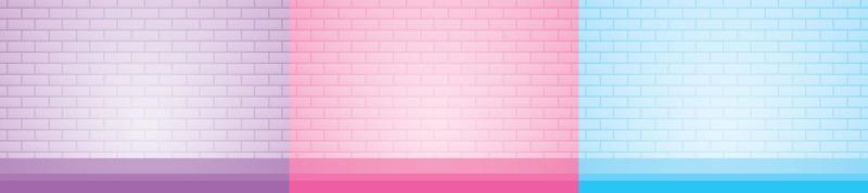 cute sweet pastel brick wall with tabletop background set for putting your object